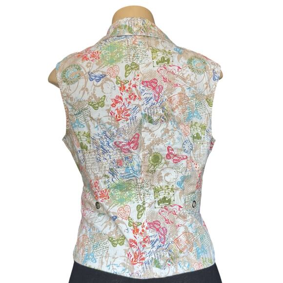 Christopher & Banks Multicolor Butterfly Print Zip Front Vest Top S - Picture 2 of 9
